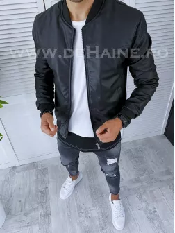 Geaca barbati neagra piele ecologica B2307  58-5